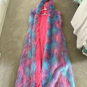 Long Fuzzy Vest Jacket